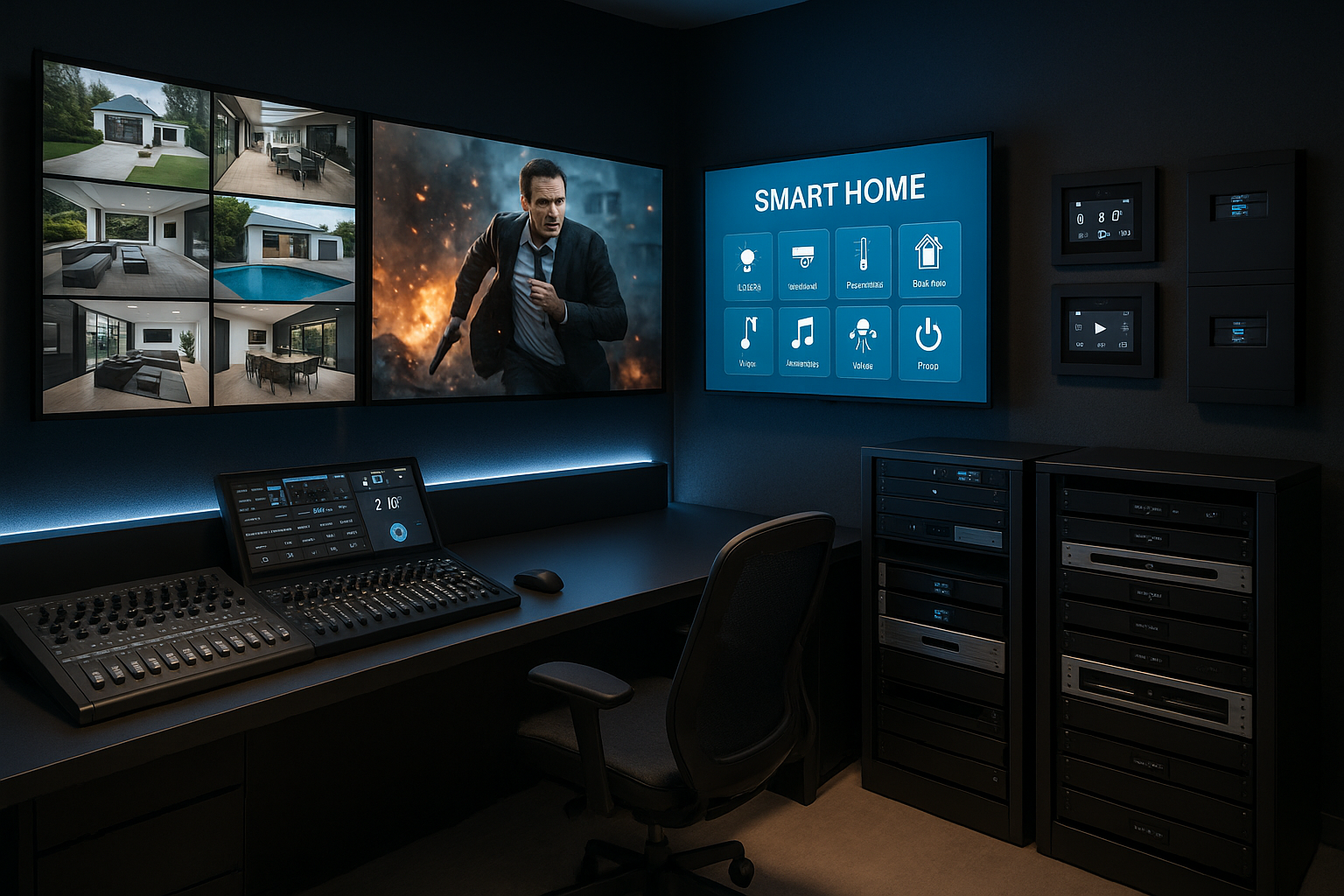 sala de audio y video de control automatizacion de casa
